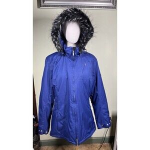 Obermeyer Womens Lexington Blue Thinsulate Hooded Ski Snowboard Jacket Y2K READ